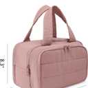 Travel Toiletry Bag for Women, Large Wide-open Puffy Cosmetic Makeup Bag with Wet-Dry Separation, Multi-Pocket Organizer with Carry Handle for Toiletries, Cosmetics, Essentials, Dark Pink