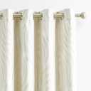 100% Blackout Curtains Cream Beige Silver Foil Pattern Curtains 84 Inch Length for Living Room Metallic Silver Wave Print Drapes for Bedroom Thermal Insulated Grommet Window Curtains 2 Panels