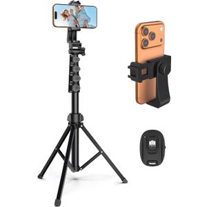Liphisy 64 Tripod for Cell Phone & Camera, Phone Tripod with Remote and Phone Holder, Sturdy & Stable Height Adjustable Multi-Angle Shot Selfie Stick Tripod for Video Recording
