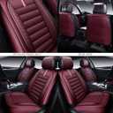 OASIS AUTO Car Seat Covers Front Seats Premium Waterproof Faux Leather Cushion Universal Accessories Fit SUV Truck Sedan Automotive Vehicle Auto Interior Protector (OS-001 Burgundy)