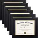 upsimples 11x14 Diploma Frame Certificate Degree Document Frame with High Definition Glass, 8.5 x 11 with mat for Wall and Tabletop, Black Double Mat, 6 Pack