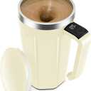 Self Stirring Coffee Mug with Temperature Display, 15oz Automatic Magnetic Mixing Cup, Rechargeable Travel Mug for Coffee, Milk, Cocoa - (White)