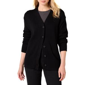 Amazon Essentials Women's V-Neck Midweight Relaxed-Fit Cardigan Sweater (Black), XS