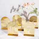 UNIQOOO Gold Mirror Arch Wedding Table Numbers with Stands 1-15, 5x7 Acrylic Display Signs and Holders, Pack of 15, Perfect for Centerpiece, Reception, Decoration, Party, Anniversary, Event