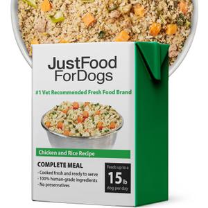 JustFoodForDogs Pantry Fresh Wet Dog Food, Complete Meal or Dog Food Topper, Chicken & White Rice Human Grade Dog Food Recipe - 12.5 oz (Pack of 12)