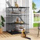 DWVO 3-Tier Cat Cage Indoor Enclosure - Spacious DIY Pet Playpen with Metal Wire Kennel, Extra Large Hammock & Sturdy Platforms for 1-2 Felines Ferrets Chinchillas Rabbits Small Pets