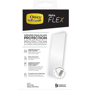 OtterBox Alpha Flex Antimicrobial Screen Protector for Samsung Galaxy S23 ULTRA v2, Flawless Touch Response, Fingerprint Resistant, Precision Fit, Vibrant Clarity (Clear)