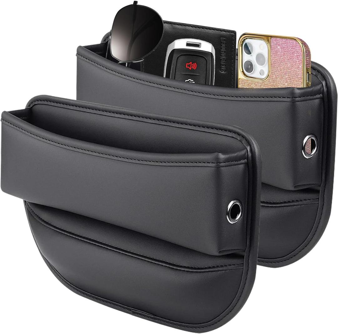 Car Seat Gap Filler Organizer and Storages Automotive Accessories Universal for Car SUV Truck Fill The Gap Between Seat and Console Stop Things from Dropping Black 2Pcs (Driver'sPassenger)