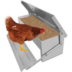 Hooomyai Economical and Practical Automatic Chicken Feeder,Aluminum Alloy Material, 8 lbs Capacity, On-Demand Feeding for 10 Chickens, Anti-Flick Grill