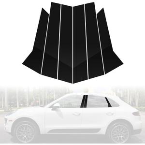 BASIKER Door Pillar Post Trim Compatible with 2014-2022 Porsche Ma.can Window Pillar Glossy Black PC Stickers Cover Molding Accessories