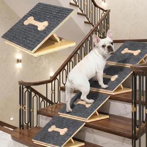PANTAZO Dog Ramp for Stairs 8 Pack Foldable Pine Wood Dog Ramp