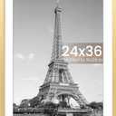 upsimples 24x36 Poster Frame, Display Pictures 20x30 with Mat or 24x36 Without Mat, Wall Hanging Picture Frame, Gold, 1 Pack