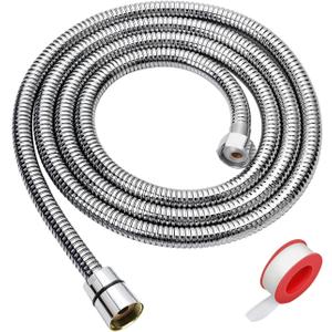 Shower Hose, 59 Inches Long Stainless Steel Handheld Shower Head Hose with Brass Insert and Nut - Durable and Flexible, Silver 