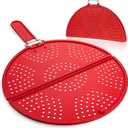 Splatter Screen for Frying Pan Foldable Grease Splatter Guard Silicone Splatter Shields Multifunction Oil Screen for Skillet with Folding Handle Bacon Splatter Screen Strainer