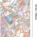 2 x Iridescent Mosaic Stained Glass Window Film Colorful Window Privacy Film Stained Decals Static Cling Sun Blocking Decor for Home Office Windows Doors Glass Partitions 17.7x39.3 inch