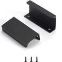 Satanga Black Pack of 2 Edge Finger Pull for Cabinets Kitchen Concealed Aluminum Hidden Bar Pulls Drawer Pulls Easy to Install 3.15 inch Overall Length