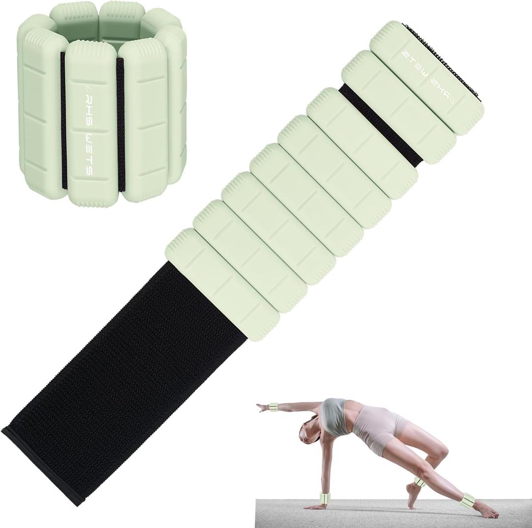 Adjustable Wrist & Ankle Weights - Set of 2, Wearable Wrist & Ankle Weights Bracelet for Yoga, Dance, Barre, Pilates, Cardio, Aerobics, Walking (Oliver Green, 1Lb*2)