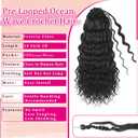 14 Inch Pre Looped Ocean Wave Crochet Braids Pure Protein Close to Human Hair 8 Packs Boho Ocean Braids Pre Twisted Deep Wavy Crochet Hair for Black Women(14Inch 1B)