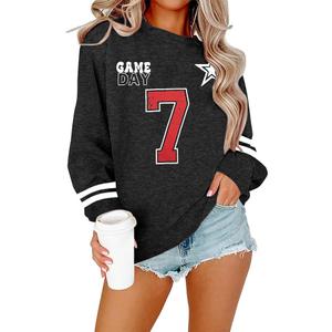 SUPEYA Game Day Sweatshirt Women Football Sweatshirts Funday Sunday Fall Pullover Football Fan Number Graphic Casual Tops Grey, XXL 