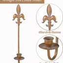 Fleur De Lis Wrought Iron Candle Sconces Set of 2, Rustic Candle Holders Hanging for Living Room Farmhouse Fireplace Wedding (Antique Copper)