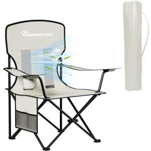 Camping Chairs, High Back Breathable Mesh Camping Chair 300 LBS Capacity, Portable Outdoor Lawn Chair Folding with Cup Holder for Picnic, Lawn, Beach, Fishing and Sports (Grey), Large