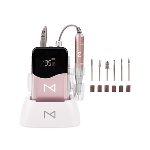 M Mase- Professional Nail Drill Machine - Coreless 2-in-1 Nail File - Electric, Cordless, 35000 RPM, HD Display - Electric Nail Drill for Professional & Home Use (Rose Gold)