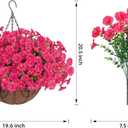 Artificial Fake Hanging Flowers Plants Baskets for Outdoors Spring Summer Decor, Faux Silk Morning Glory in Planter UV Resistant Realistic for Outside Porch Patio Balcony Garden Yard Home, Hotpink