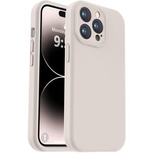Vooii Compatible with iPhone 14 Pro Case, Liquid Silicone Upgrade [Camera Protection] [Soft Anti-Scratch Microfiber Lining] Shockproof Phone Case for iPhone 14 Pro 6.1 inch - Stone