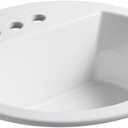 KOHLER K-2714-4-58 Bryant Round Drop-In Bathroom Sink with Centerset Faucet Holes, 4", Thunder Grey