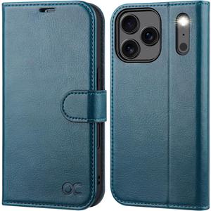 OCASE Compatible with iPhone 17 Pro Max Wallet Case, PU Leather Flip Folio Case with Card Holders RFID Blocking Kickstand [Shockproof TPU Inner Shell] Phone Cover 6.9 Inch 2025, Peacock Blue