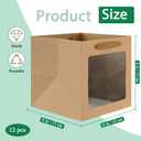 KEYYOOMY Brown Square Kraft Paper Gift Bags with Window- Small Square Bottom Gift Bag with Handles Party Favor Bag for Wedding Party Birthday Christmas (12 CT, 6x6x6 In)