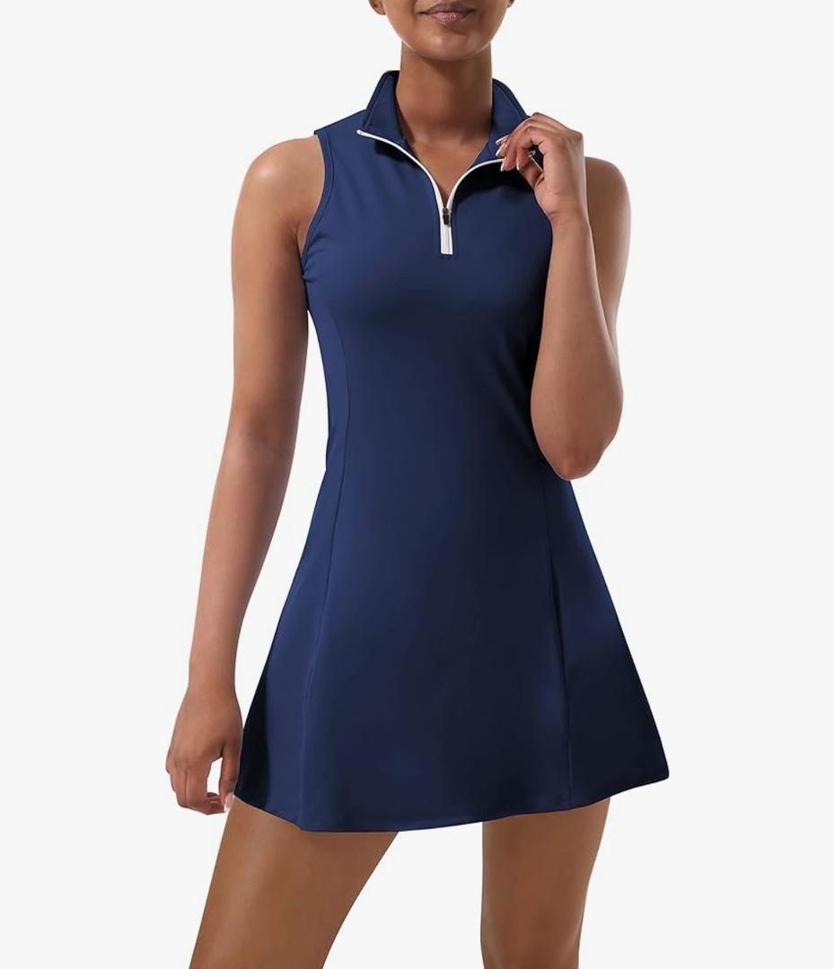 Tennis Dress for Women, Tennis Golf Dresses with Built in Shorts and Pockets for Sleeveless Workout Athletic Dresses,S