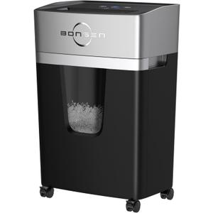 BONSEN 12-Sheet Micro Cut Paper Shredder for Home Office Use, High Security Level P-4/55 dB Ultra-Quiet / 40-Minutes Shredding Shreds Credit Card/Staples, 5.3 Gallons Pullout Bin (S3106)