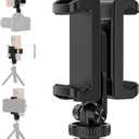 Tripod Phone Mount, Dual Phone Holder with 4 Cold Shoe and 1/4" Screw, 360 Rotates and 180 Tilts Adjustable Cold Shoe Mount for Phone, Camera, Stabilizers, Video, Live Streaming, Vlogging