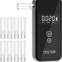 Portable Breathalyzer, Handheld Digital Alcohol Breathalyzer Tester, 2026 Advanced High-Accuracy Personal Breathalyzers for Alcohol for Home & Travel Use/8 Mouthpieces