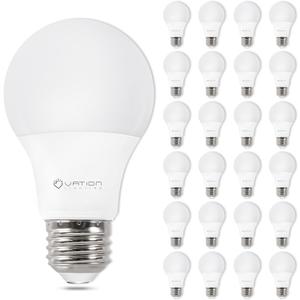 VATION LIGHTING A19 LED Light Bulbs 60W Softwhite 2700K, 8.5Watt Efficient, 60 Watt Equivalent, 800 Lumens, E26 Medium Base, Non-Dimmable, ETL/UL Listed, 24 Pack