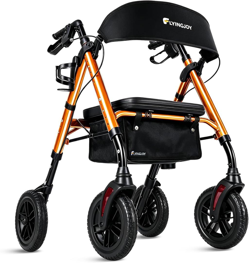 Foldable Rollator Walkers for Seniors with Seat,4 Wheel Rolling Walker