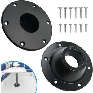 2 Pack RV Table Base Mount Aluminum Camper Table Base Mount with 6 Mounting Holes Floor Mounting Base Includes Mounting Screws