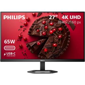 Philips 27" Computer Monitor 4K UHD IPS USB-C Charging HDR400, 27E1N5900R 3840×2160 LED Monitor, USB-C 65W PD, HDMI 2.0, DisplayPort 1.2, USB 3.2 Hub, Adaptive Sync