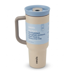 Owala Travel Tumbler SS 40oz Beige Blue Bottle