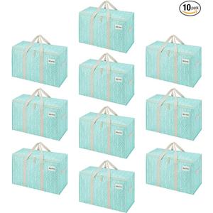 VENO 10 Pack Heavy Duty Moving Bags, Extra Large Storage Bags with Reinforced Handles & Strong Zippers, Foldable & Reusable Moving Box Alternative for Clothes & Dorm Storage