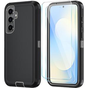 ONOLA Phone Case for Samsung Galaxy S25 FE Case with HD Screen Protector, Heavy Duty Shockproof & Dropproof 3-Layer Cover Phone Case for Galaxy S25 FE 6.7'',BlackGrey