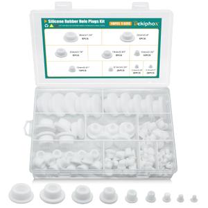110PCS Silicone Rubber Plugs for Round Holes Assorted Sizes T-Shape Rubber Stoppers Hole Plug Bathtub Jet Covers (White)