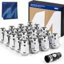 Orion Motor Tech 1/2"-20 Lug Nuts with Cone Seat, 3/4" 19mm Hex 1.38x0.87 in. Chrome Plated Wheel Lug Nuts Compatible with Ford Mustang Explorer F-150 Dodge Ram 1500 Jeep Wrangler, Set of 20 (Silver)