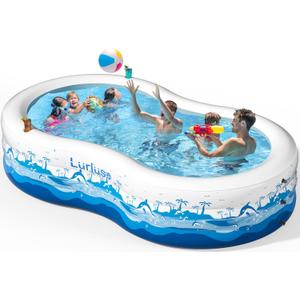 Inflatable Pool with Seats, Size:130"x 72" x 22" Ultra Thick Kiddie Pool for Kids and Adults, Blow Up Above Ground Swimming Pool for Family, Backyard, Garden, Lawn