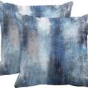 Britimes Throw Pillow Covers Modern Home Art Decor, 20 x 20 Inches Set of 2 Pillow Cases Decorative, Abstract Oil Painting Pillowcases for Bedroom, Living Room, Cushion Couch Sofa, Navy Blue Accent
