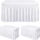 Fixwal 2 Pack White Spandex Tablecloth for Rectangle Table 4ft, Table Skirt for Party, Show, Wedding and Birthday