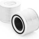 2 Pack Core 300 Replacement Filter Compatible with Levoit Core 300, Core 300S, Part# Core 300-RF, White