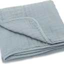 Parker Baby Muslin Blanket | 100% Soft Cotton Toddler Quilt & Baby Muslin Swaddle | Gender Neutral Design 47" x 47" Blanket (Dune)