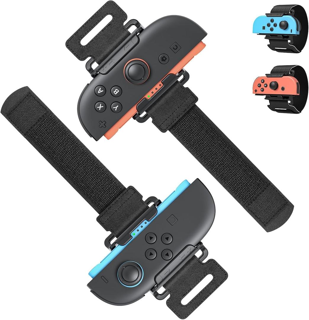 [for Switch 2/1] Wrist Bands for Nintendo Switch 2 Just-Dance 2026 2025 2024 & Zumba Burn It Up for Switch 2/Switch 1,Adjustable Elastic Straps Accessories for Joy con 2,for Adults & Kids (Black)